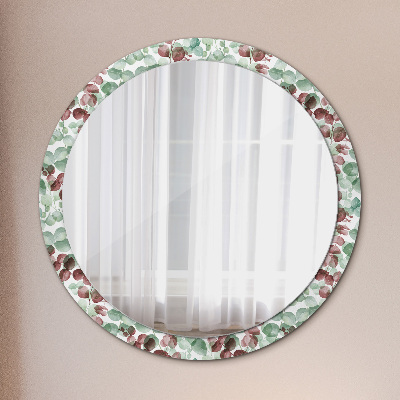 Specchio rotondo cornice con stampa Eucalipto