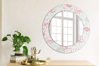 Specchio rotondo cornice con stampa Fiori