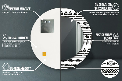 Specchio rotondo stampato Boho minimalista