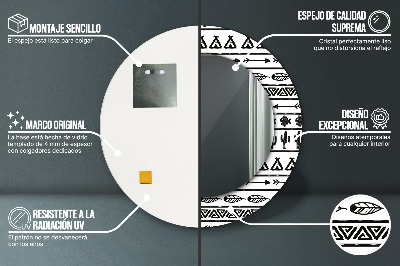 Specchio rotondo stampato Boho minimalista