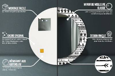 Specchio rotondo stampato Boho minimalista