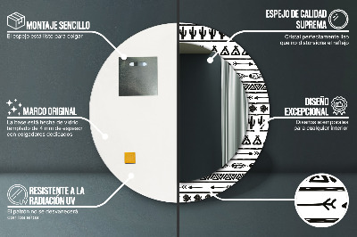 Specchio rotondo stampato Boho minimalista