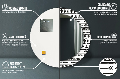 Specchio rotondo stampato Boho minimalista