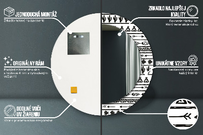 Specchio rotondo stampato Boho minimalista