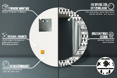 Specchio rotondo stampato Boho minimalista