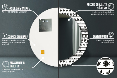 Specchio rotondo stampato Boho minimalista