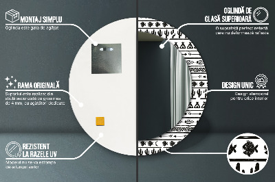 Specchio rotondo stampato Boho minimalista