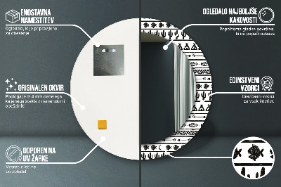 Specchio rotondo stampato Boho minimalista