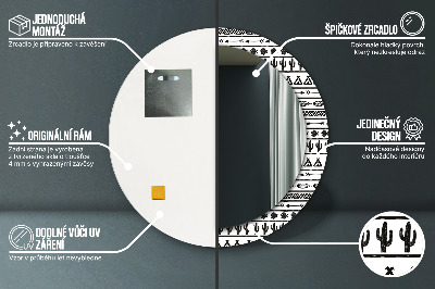 Specchio rotondo stampato Boho minimalista