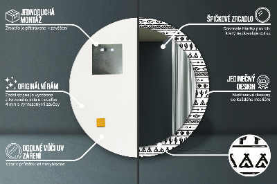 Specchio rotondo stampato Boho minimalista