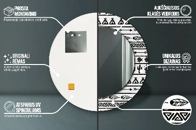 Specchio rotondo stampato Boho minimalista