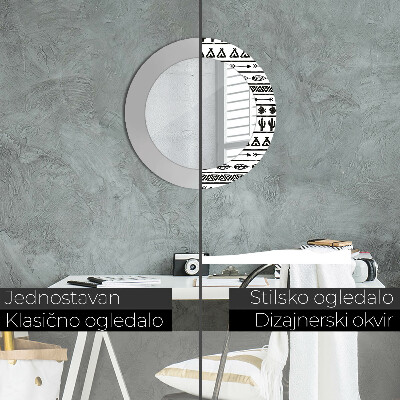 Specchio rotondo stampato Boho minimalista