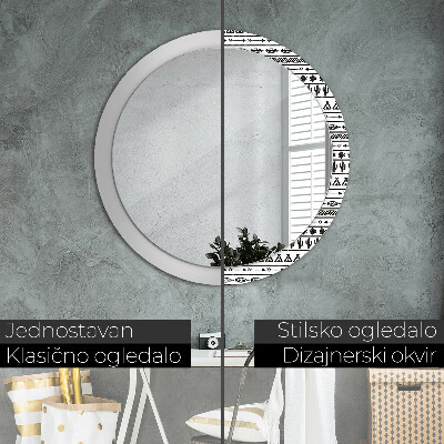 Specchio rotondo stampato Boho minimalista