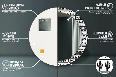 Specchio rotondo stampato Boho minimalista