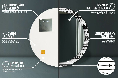 Specchio rotondo stampato Boho minimalista