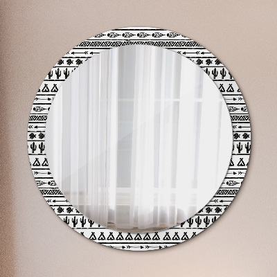 Specchio rotondo stampato Boho minimalista
