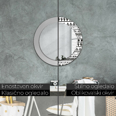 Specchio rotondo stampato Boho minimalista