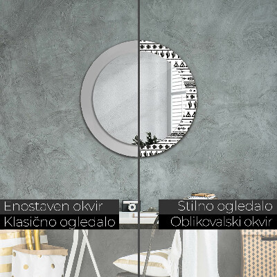 Specchio rotondo stampato Boho minimalista