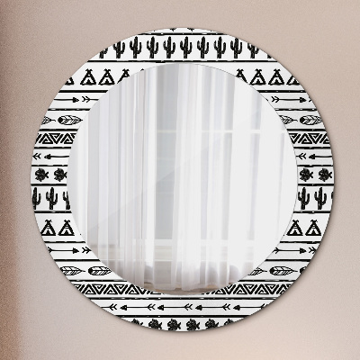 Specchio rotondo stampato Boho minimalista