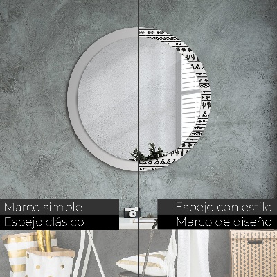 Specchio rotondo stampato Boho minimalista