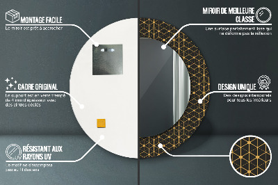 Specchio rotondo stampato Geometria esagonale