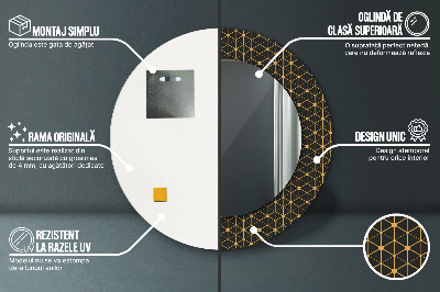 Specchio rotondo stampato Geometria esagonale