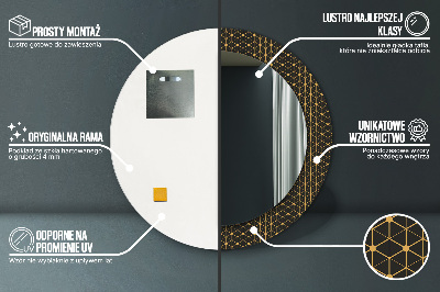 Specchio rotondo stampato Geometria esagonale