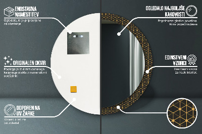 Specchio rotondo stampato Geometria esagonale