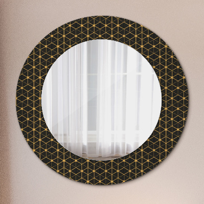 Specchio rotondo stampato Geometria esagonale
