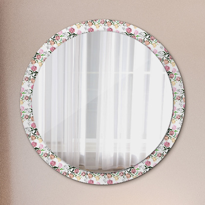 Specchio rotondo stampato Gemme di peonia