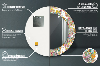 Specchio rotondo stampato Un sogno sulla terra delle fiabe