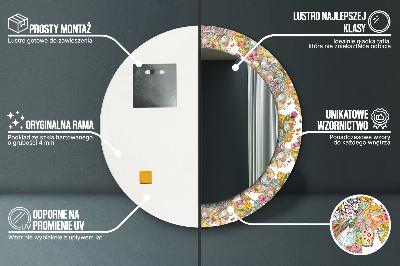 Specchio rotondo stampato Un sogno sulla terra delle fiabe