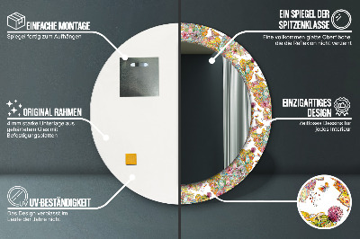 Specchio rotondo stampato Un sogno sulla terra delle fiabe