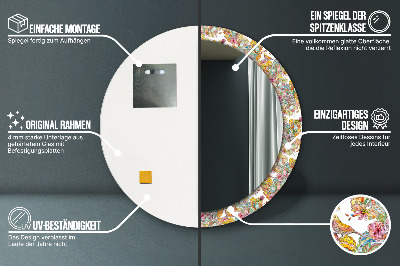 Specchio rotondo stampato Un sogno sulla terra delle fiabe