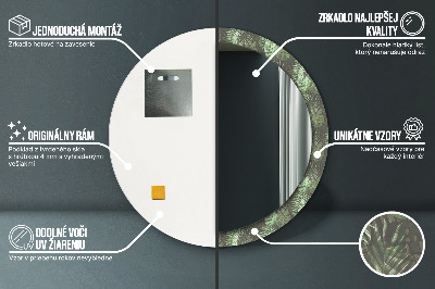 Specchio rotondo stampato Foglie tropicali