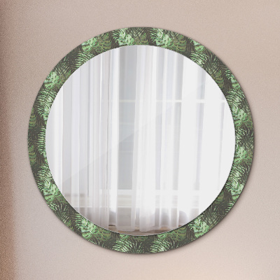 Specchio rotondo stampato Foglie tropicali