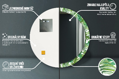 Specchio rotondo stampato Foglie della giungla