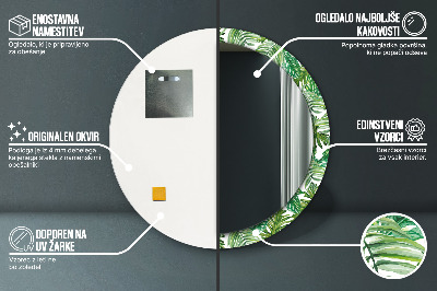 Specchio rotondo stampato Foglie della giungla