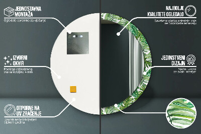 Specchio rotondo stampato Foglie della giungla