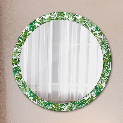 Specchio rotondo stampato Foglie della giungla