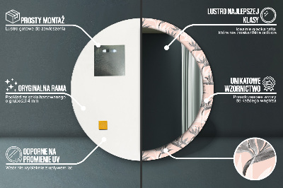 Specchio rotondo stampato Paradiso degli uccelli