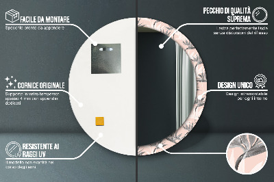 Specchio rotondo stampato Paradiso degli uccelli