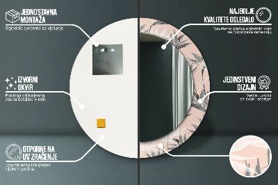Specchio rotondo stampato Paradiso degli uccelli