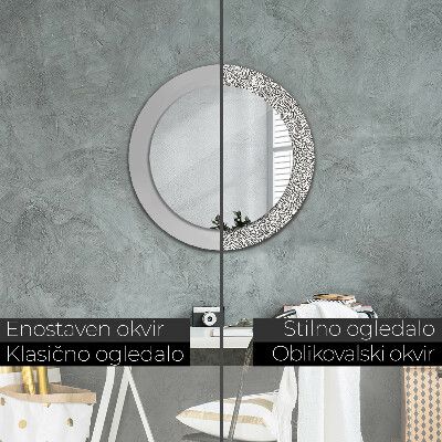 Specchio tondo con decoro Pattern floreale