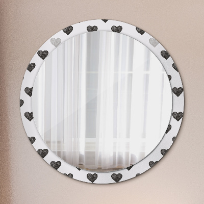 Specchio rotondo cornice con stampa Cuori astratti