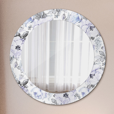 Specchio rotondo cornice con stampa Rose blu