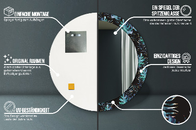 Specchio rotondo stampato Foglie esotiche