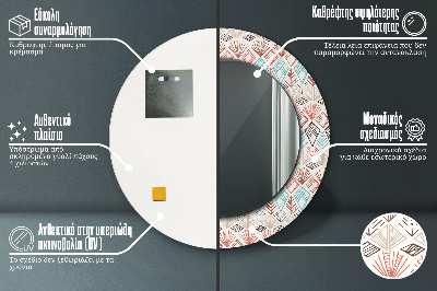 Specchio rotondo stampato Modello etnico