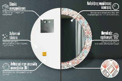 Specchio rotondo stampato Modello etnico