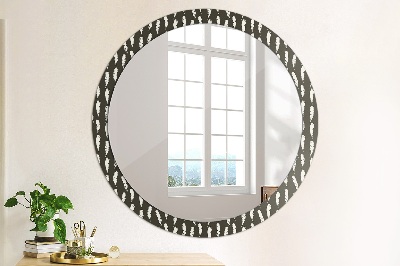 Specchio rotondo stampato Piume